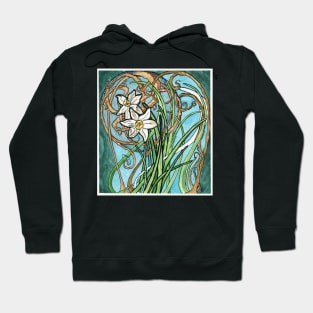 Two Daffodils and Branches Painting in Art Nouveau Style Hoodie